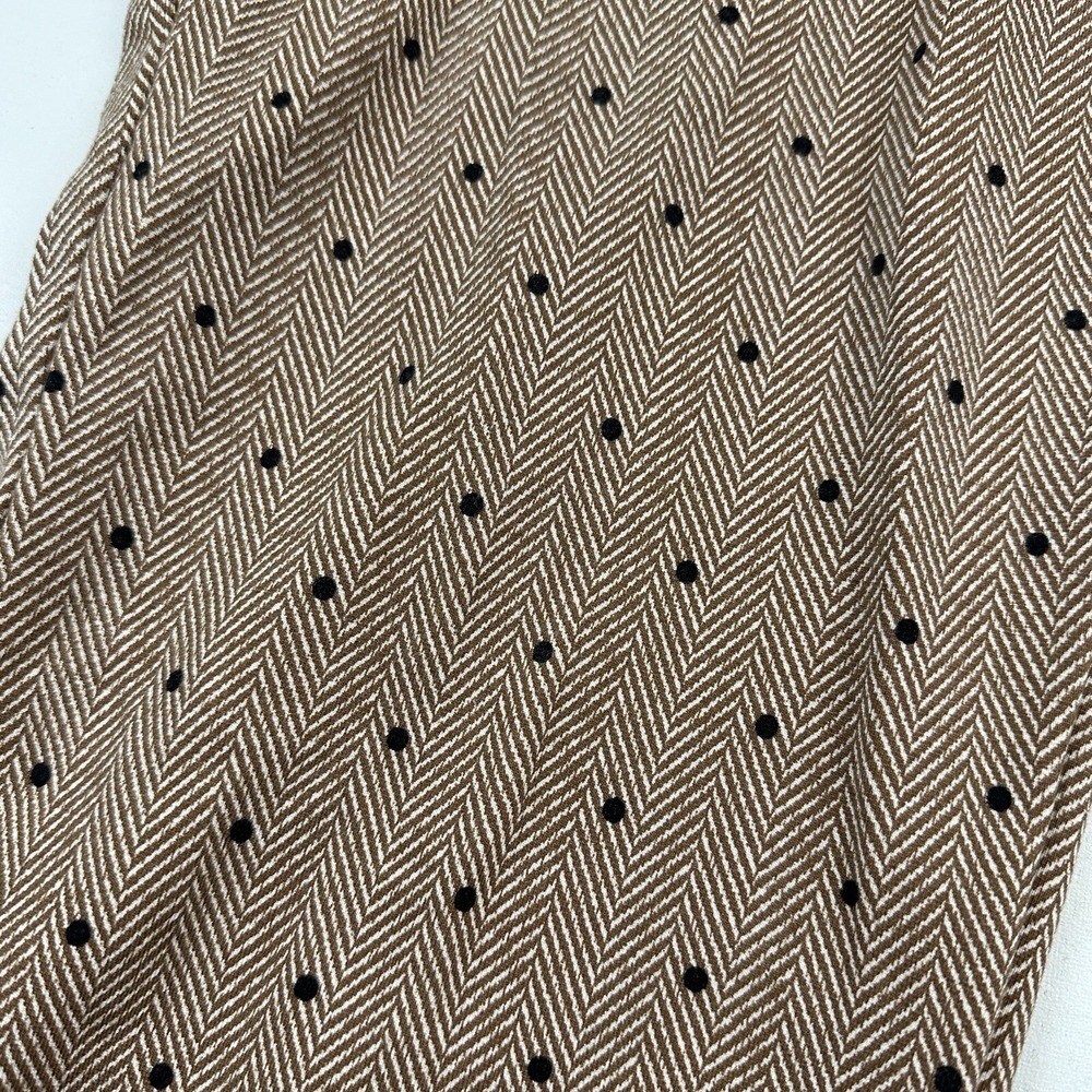 Chico's Brown Herringbone Polka Dot Pull On Straight Leg Pants 16R (3R) Stretch - Picture 5 of 10